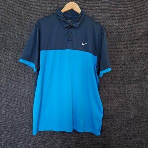 Nike Golf Dri Fit Mens Large Blue Short Sleeve Polo Golf Shirt Standard Fit